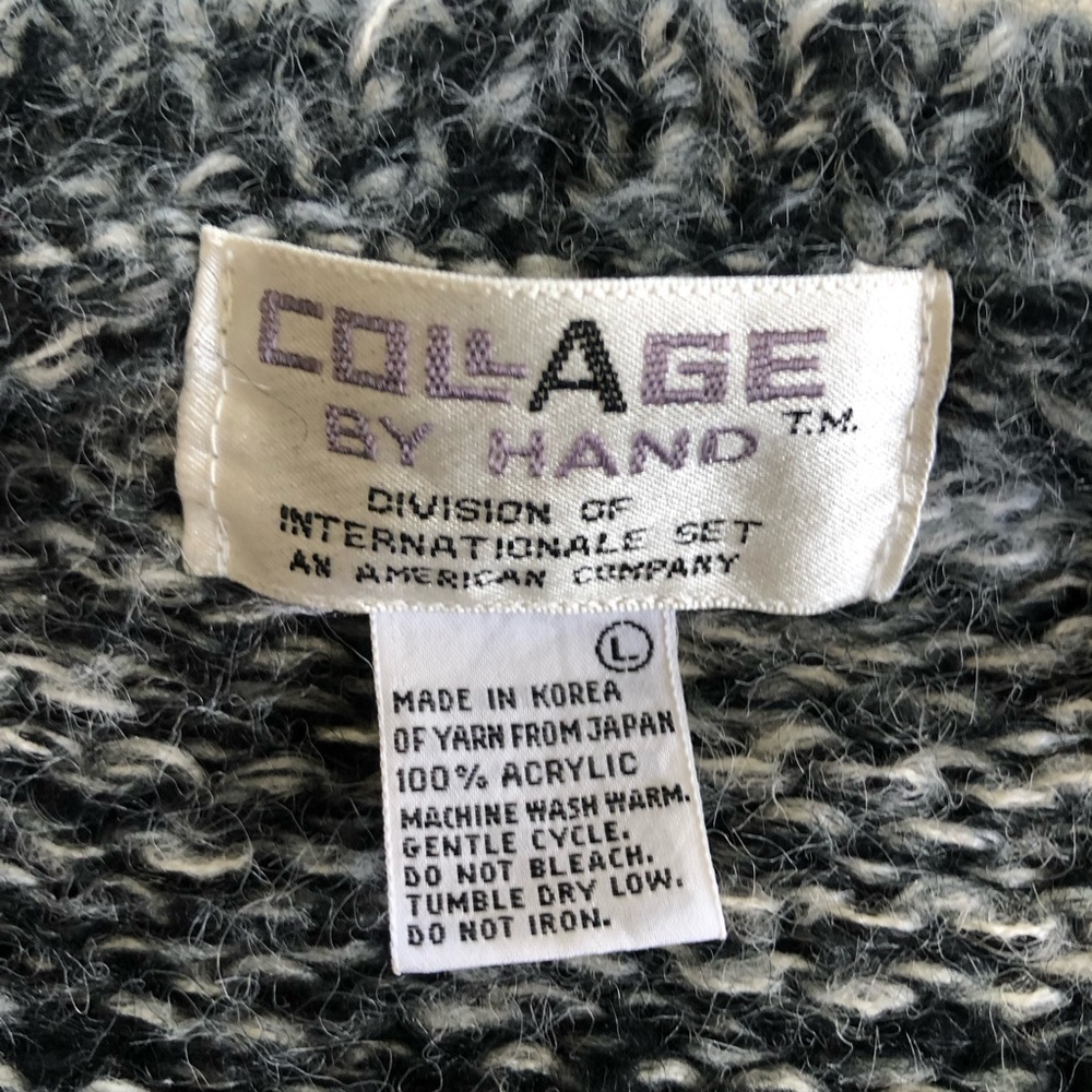 Vtg COLLAGE By Hand Chunky Knit Black/White Scotty Dogs Crew Neck Sweater Size L - Picture 6 of 9